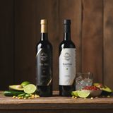 Tastefully Olive Tex-Mex olive oil and Bourbon white balsamic bottles with avocado, lime, jalapenos, corn, and salsa.